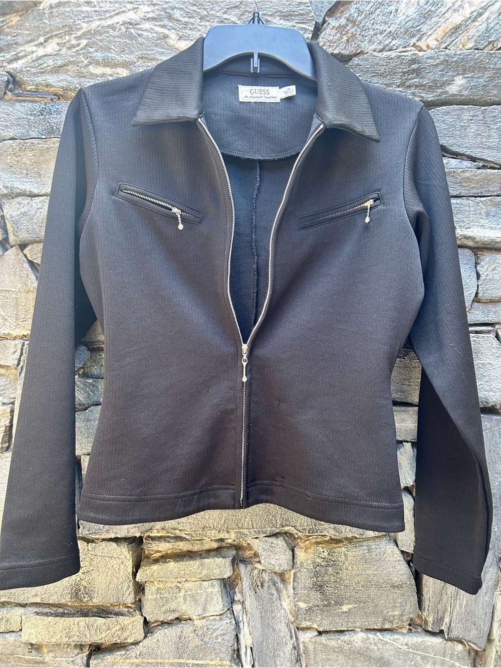 GUESS Black Zip-Front Women's Blazer Jacket